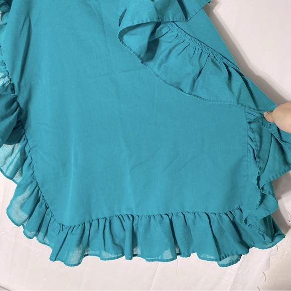 Vintage 90s Teal Pillowcases With Ruffle Trim x2 - Picture 12 of 16